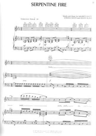 Earth Wind And Fire Serpentine Fire score for Piano