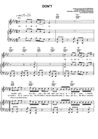 Ed Sheeran Don´t score for Piano