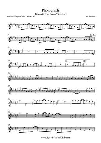 Ed Sheeran Photograph score for Clarinet (Bb)