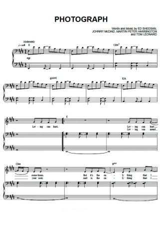 Ed Sheeran Photograph score for Piano