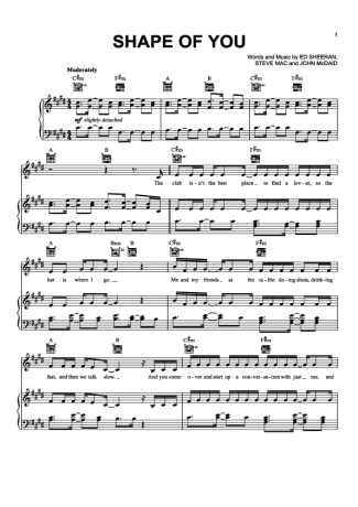 Ed Sheeran  score for Piano