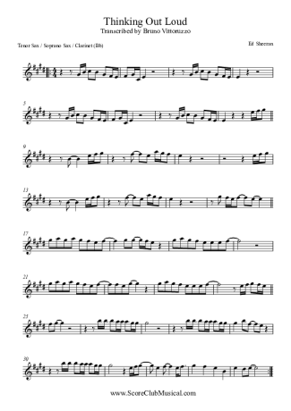Ed Sheeran Thinking Out Loud score for Clarinet (Bb)