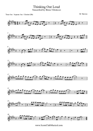 Ed Sheeran  score for Clarinet (Bb)