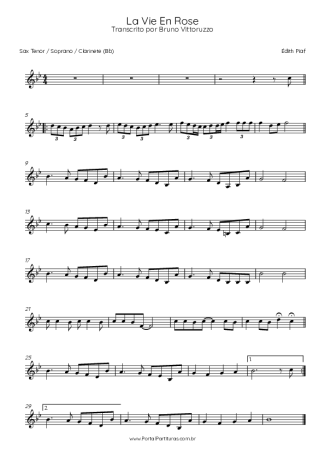 Édith Piaf  score for Tenor Saxophone Soprano (Bb)
