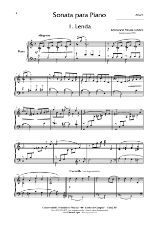 Edmundo Villani Cortes Sonata Para Piano score for Piano
