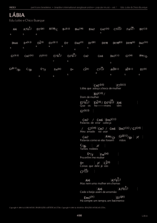 Edu Lobo e Chico Buarque Lábia score for Piano