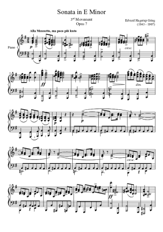 Edvard Grieg  score for Piano