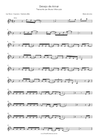 Eliana de Lima Desejo De Amar score for Clarinet (Bb)