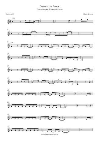 Eliana de Lima Desejo De Amar score for Clarinet (C)