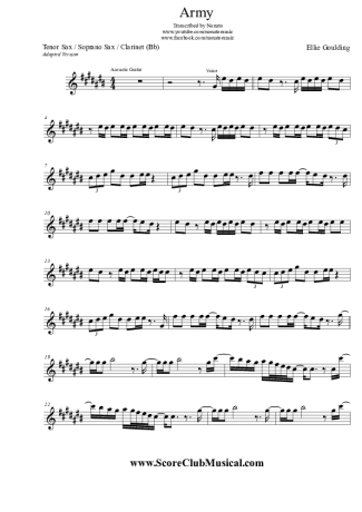 Ellie Goulding   score for Clarinet (Bb)