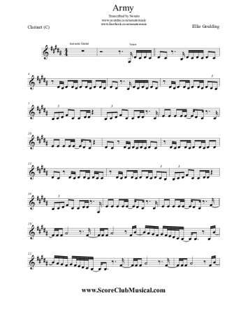 Ellie Goulding   score for Clarinet (C)