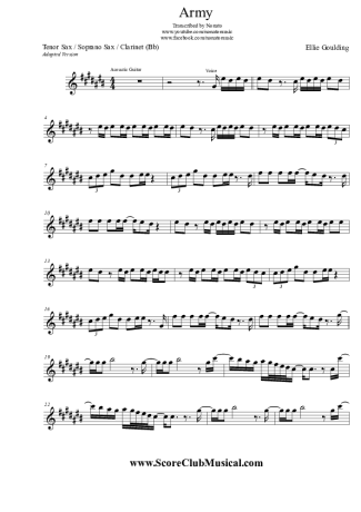 Ellie Goulding  Army score for Tenor Saxophone Soprano (Bb)