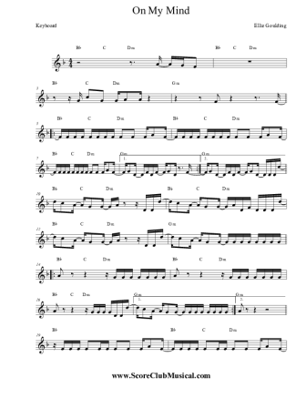 Ellie Goulding On My Mind score for Keyboard