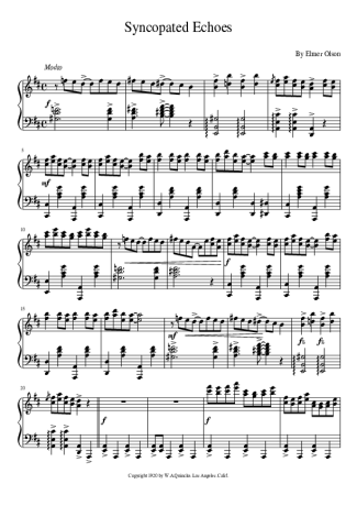 Elmer Olson Syncopated Echoe score for Piano