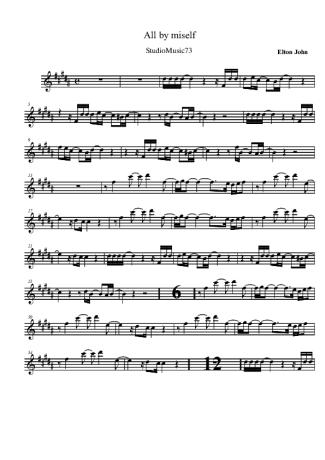 Elton John All By Myself score for Clarinet (Bb)