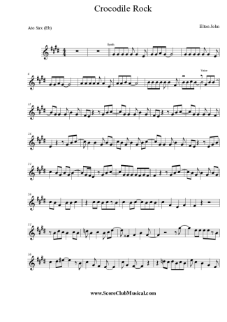 Elton John Crocodile Rock score for Alto Saxophone