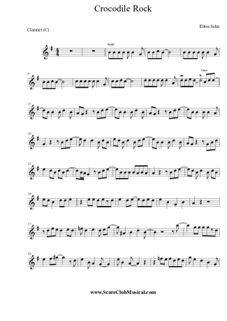 Elton John Crocodile Rock score for Clarinet (C)