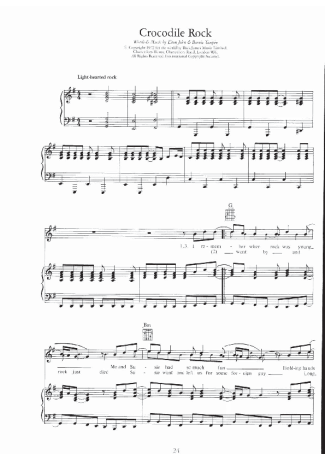 Elton John Crocodile Rock score for Piano