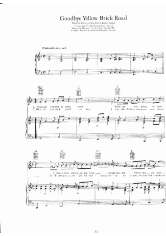 Elton John  score for Piano