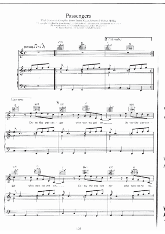 Elton John Passengers score for Piano