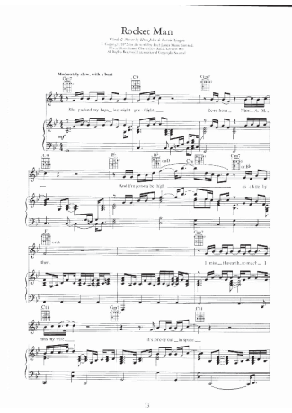 Elton John Rocket Man score for Piano
