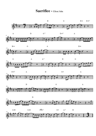 Elton John Sacrifice score for Clarinet (Bb)