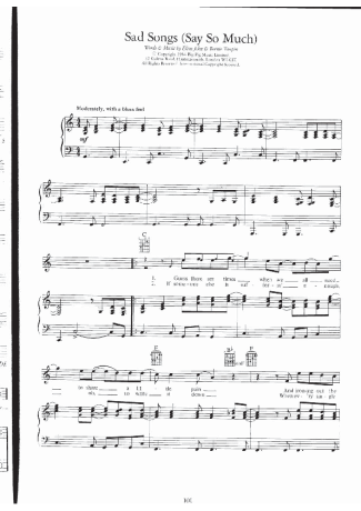 Elton John Sad Songs (Say So Much) score for Piano