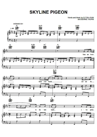 Elton John Skyline Pigeon (V2) score for Piano