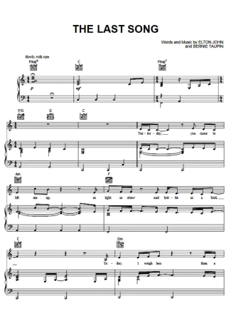 Elton John The Last Song score for Piano