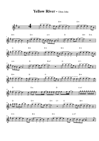 Elton John Yellow River score for Tenor Saxophone Soprano (Bb)