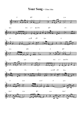 Elton John Your Song score for Tenor Saxophone Soprano (Bb)