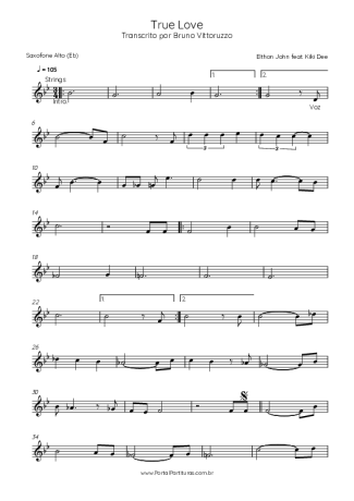 Elton John feat. Kiki Dee True Love score for Alto Saxophone