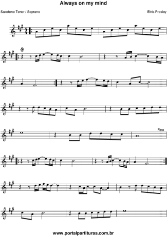 Elvis Presley  score for Tenor Saxophone Soprano (Bb)