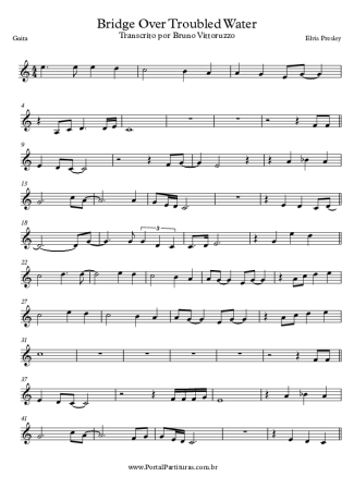 Elvis Presley Bridge Over Troubled Water score for Harmonica