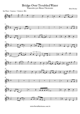 Elvis Presley Bridge Over Troubled Water score for Tenor Saxophone Soprano (Bb)