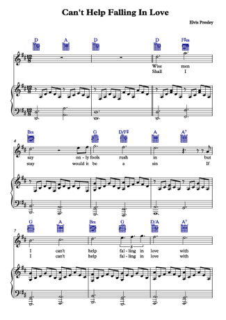 Elvis Presley Can´t Help Falling In Love score for Piano