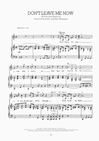 Elvis Presley Dont Leave Me Now score for Piano