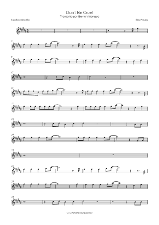 Elvis Presley  score for Alto Saxophone