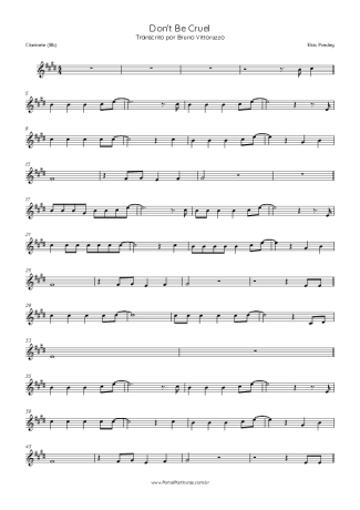 Elvis Presley Don´t Be Cruel score for Clarinet (Bb)