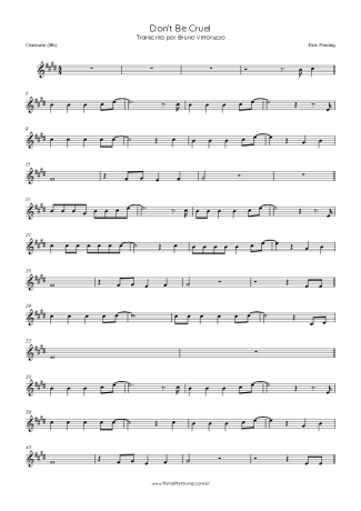 Elvis Presley  score for Clarinet (Bb)