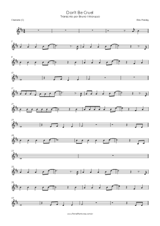 Elvis Presley Don´t Be Cruel score for Clarinet (C)