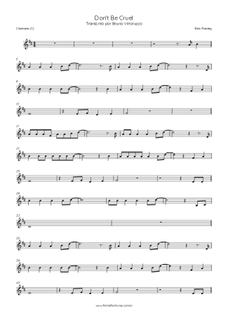 Elvis Presley  score for Clarinet (C)