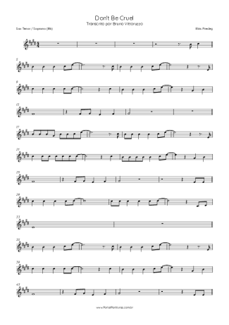 Elvis Presley Don´t Be Cruel score for Tenor Saxophone Soprano (Bb)