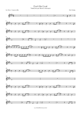 Elvis Presley  score for Tenor Saxophone Soprano (Bb)