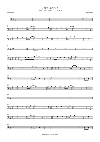 Elvis Presley Don´t Be Cruel score for Trombone