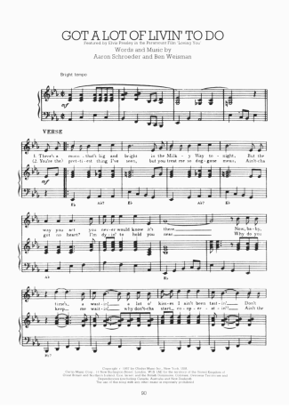 Elvis Presley  score for Piano