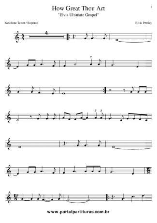 Elvis Presley How Great Thou Art score for Tenor Saxophone Soprano (Bb)