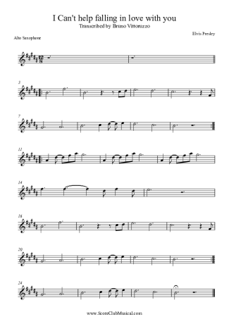 Elvis Presley I Can´t Help Falling in Love score for Alto Saxophone