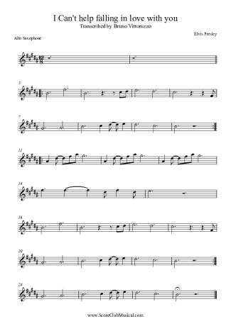 Elvis Presley  score for Alto Saxophone