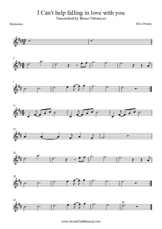 Elvis Presley I Can´t Help Falling in Love score for Harmonica